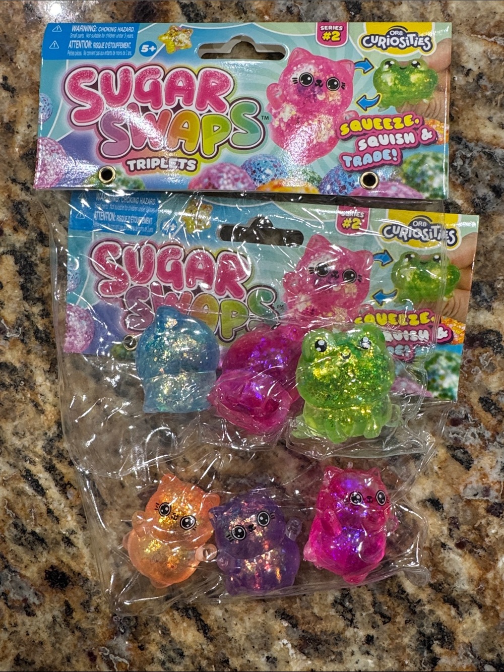 Sugar Swaps Triplets Glitter Squeeze mini  Toys - lot of 2